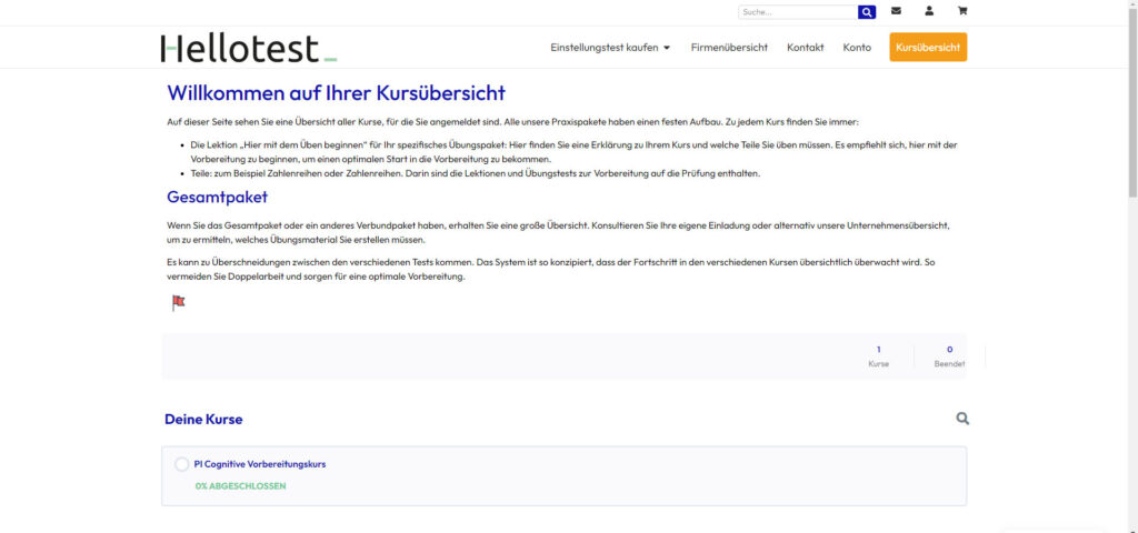 Einstellungstest PI Cognitive üben